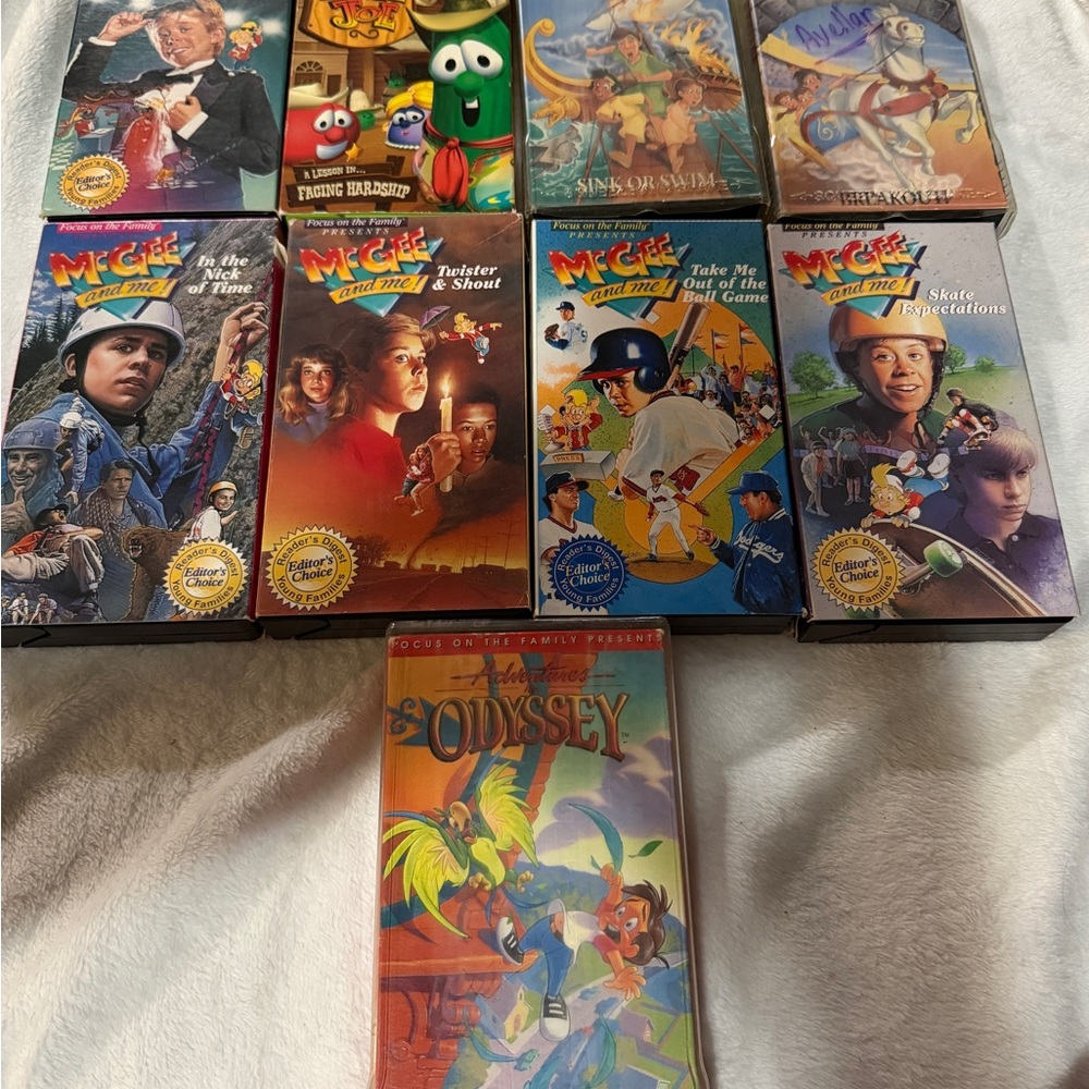 Vintage VHS Christian Collection. Including veggie tales and McGee and me.